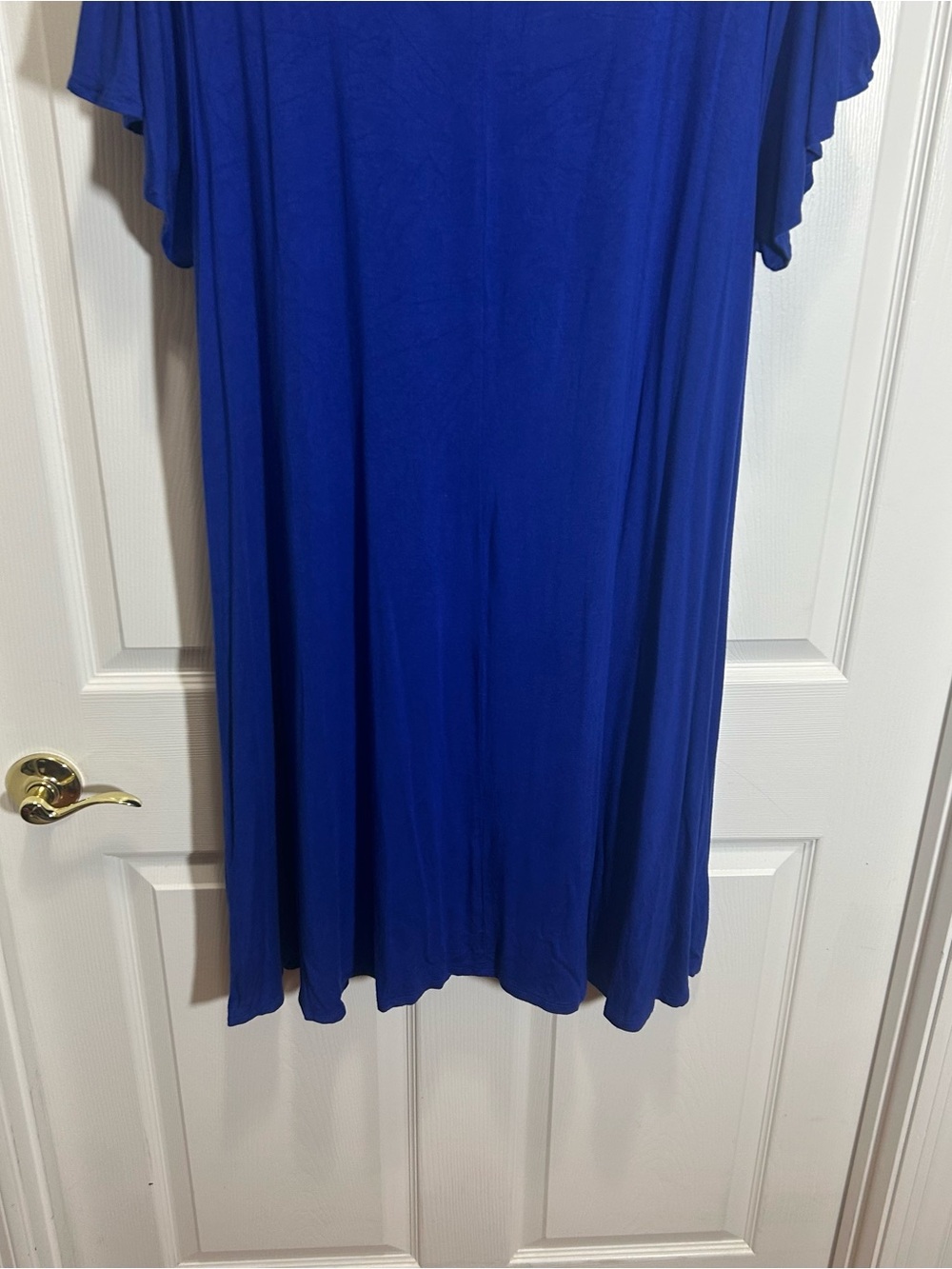 Boutique Relaxed V-Neck Swing Dress in Cobalt Blue - Picture 7 of 8